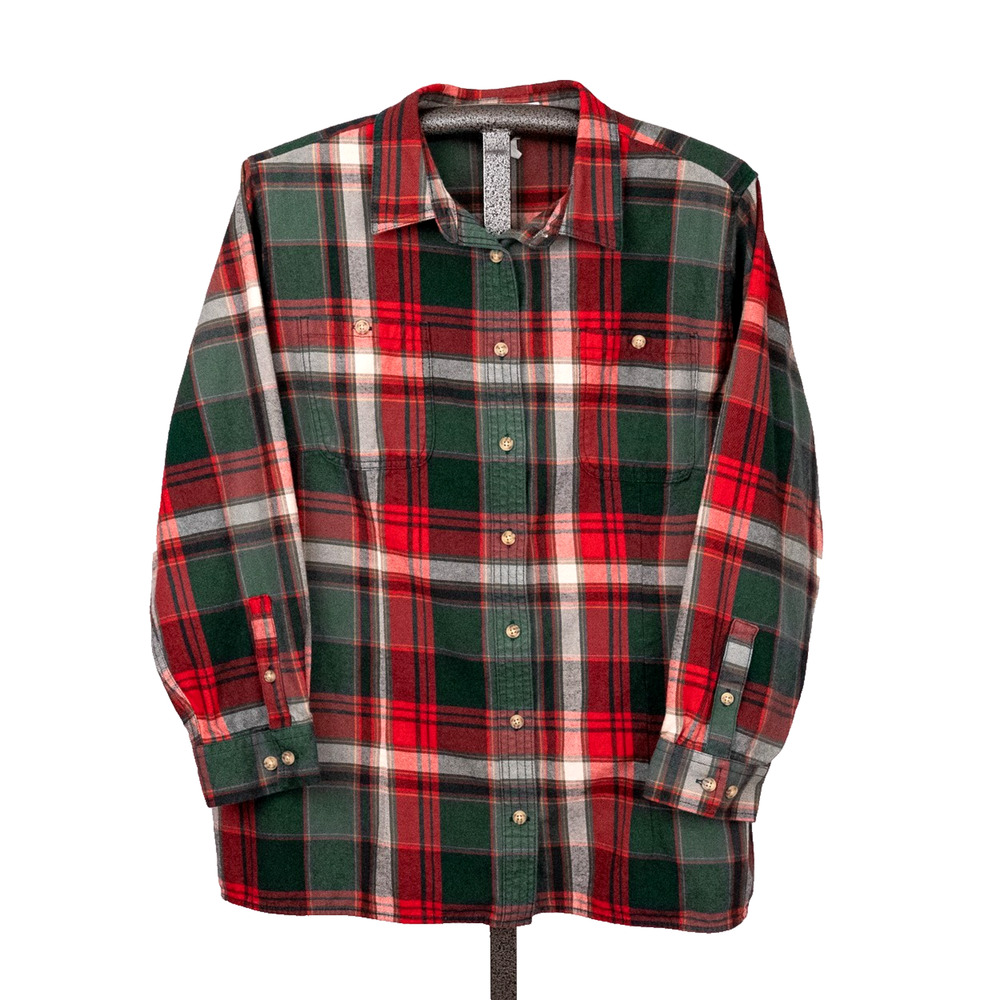 Duluth Trading Free Swingin Flannel Women's Top 3X Classic Plaid Holiday Cabin